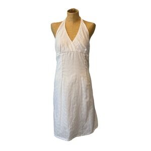 Vtg Y2K Funhouse White Eyelet Embroidered Halter Dress 100% Cotton Sz Med Boho